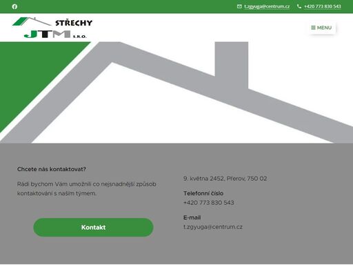 hlavní stránka společnosti střechy jtm s.r.o. dodavatele střešních krytin, doplňků a příslušenství.