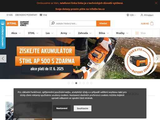 specialista na prodej zahradní techniky. autorizovaný prodejce výrobků stihl, viking, hecht a fiskars. v našem sortimentu najdete řetězové pily, křovinořezy, sekačky na trávu, zahradní nábytek, štípače dřeva, nářadí, kultivátory, grily, bazény.