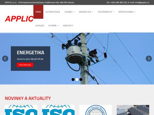 applic - průmyslová automatizace, energetika, teplárenství. nabízíme profesionální služby od roku 1991.
