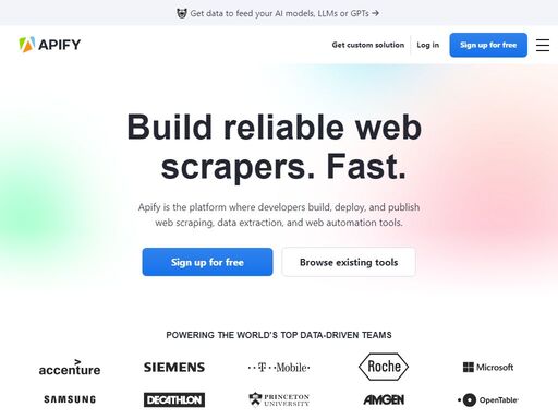 cloud platform for web scraping, browser automation, and data for ai. use 1,600+ ready-made tools, code templates, or order a custom solution.