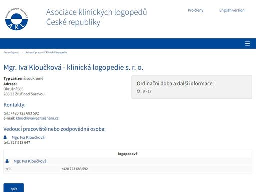 klinickalogopedie.cz/index.php?pg=verejnost--adresar-logopedickych-pracovist&ceid=620