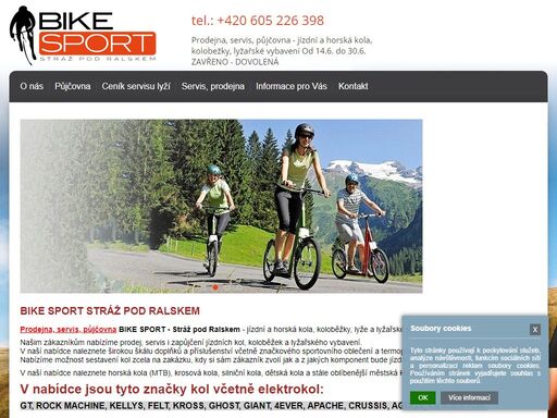 bike sport stráž pod ralskem - jízdní kola, koloběžky, lyže,  servis, půjčovna
