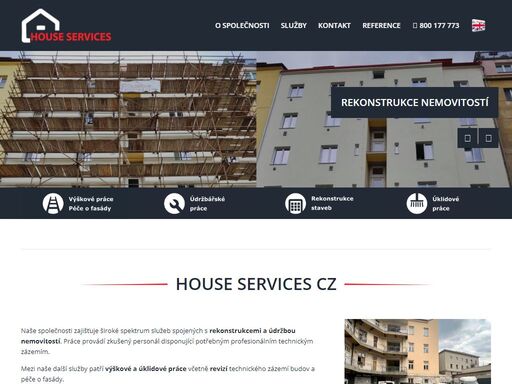house services cz zajišťuje služeby spojené s rekonstrukcí, renovací a údržbou nemovitostí. mezi naše další služby patří výškové a úklidové práce včetně revizí technického zázemí budov a péče o fasády.