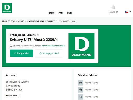 váš prodejnu deichmann u tří mostů 2239/4 ve svitavy ? otevřít pracovní dobu a ? telefonní číslo ? zobrazit nyní.