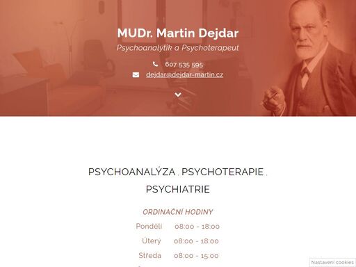 zkušený psychoterapeut a psychoanalytik v praze. mudr. martin dejdar se specializuje především na individuální psychoterapií a psychoanalýzou. dodržuje hlavní body etického kodexu psychoterapie.