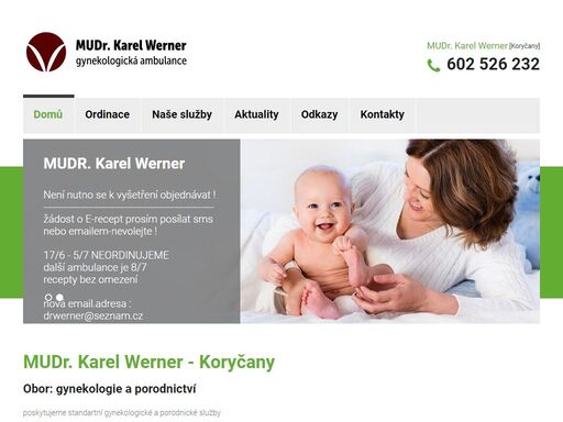 ordinace mudr. karel werner, koryčany. poskytujeme standartní gynekologické a porodnické služby