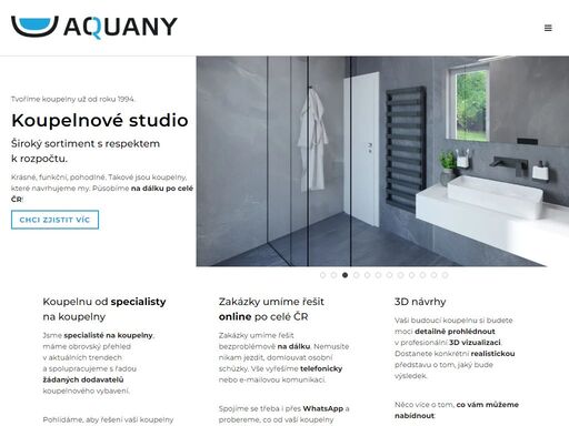 aquany - to je koupelnové studio louny. široký sortiment s respektem k rozpočtu. krásné, funkční, pohodlné. takové jsou koupelny, které navrhujeme my. působíme na dálku po celé čr!