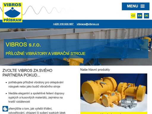 firma vibros s.r.o. byla založena v roce 1995. hlásíme se k těm nejlepším tradicím vibrační techniky na příbramsku.