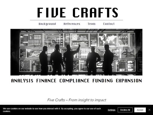 five crafts specializes in crafting innovative digital products and consulting services for startups and corporations across the eu. with a decade of expertise in business analysis, financial compliance, and agile development, we turn visionary ideas into reality. let's craft together.