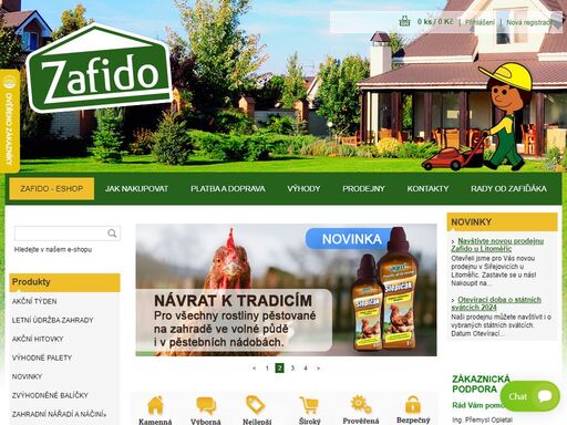 zafido-eshop.cz. prodej zahradního materiálu a to jak hobby tak profi, umělých živých plotů, zahradního osvětlení, hnojiv, postřiků a mnoho dalšího.