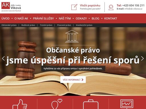 advokátní kancelář judr. lenka viková sídlí v náchodě a právní pomoc poskytuje od roku 2000.