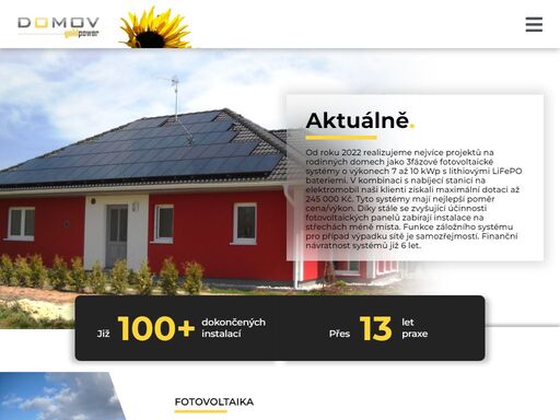 komplexní služby při zřizování fotovoltaických a termických solárních systémů.