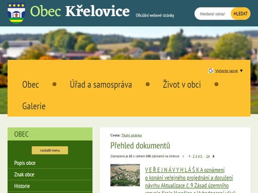oficiální stránky obce křelovice u pelhřimova