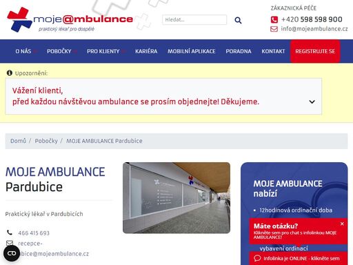 moje ambulance – největší síť ordinací praktických lékařů pro dospělé v čr. 12hodinová ordinační doba, online registrace i objednávka, hrazeno ze zp. 