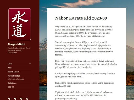 nagai-michi : kokusai shotokan karatedo renmei, shotokan karatedo international federation, zen, japonština, japonsko, kondiční tréninky, sebeobrana