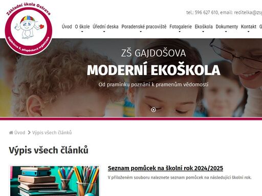 internetová prezentace základní školy gajdošova, škola rodinného typu.