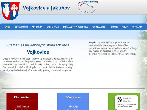 oficiální stránky obce vojkovice, přidružené obce jakubov, karlovarský kraj.