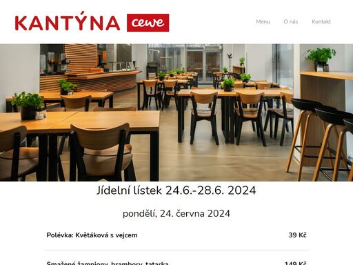dobré a levné obědy v prostorách nově zrekonstruované a moderní pražské kantýny. pondělí - pátek: 8:00-14:00