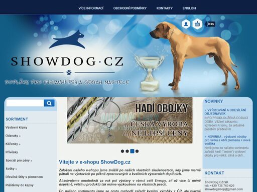 showdog.cz - doplňky pro výstavní psy a majitele. výstavní klipsy, vodítka a obojky, odznaky, klíčenky, autonálepky... 