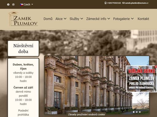 oficiální stránky zámku plumlov