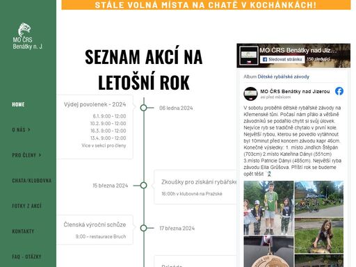 stránky místní organizace českého rybářského svazu v benátkách nad jizerou.