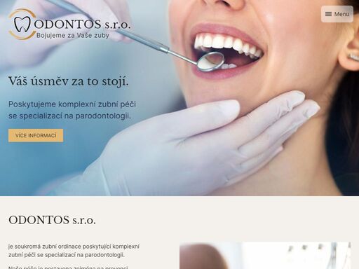 soukromá zubní ordinace poskytující komplexní zubní péči se specializací na parodontologii.