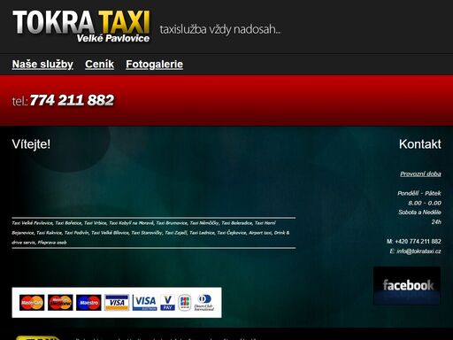 tokra taxi - velké pavlovice - taxi, tokra taxi, velké pavlovice, drink&drive servis, doprava na letiště (airport servis), minibus pro 8 osob