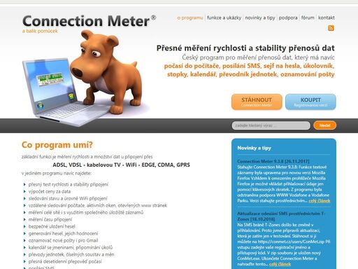 měření rychlosti internetu, sledování dat a času, přesný čas online: connection meter!