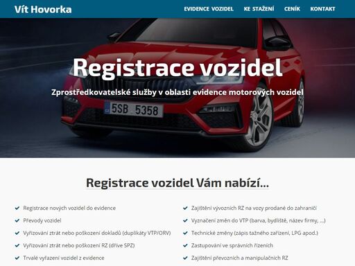 registrace vozidel cz - zprostředkovatelské služby v oblasti evidence motorových vozidel
