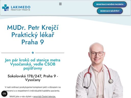 praktický lékař praha 9 - mudr. petr krejčí otevírá novou ordinaci, která registruje nové pacienty. ordinace se nachází u stanice vysočanská.