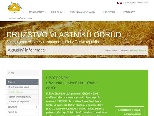 aktuální informace, družstvo vlastníků odrůd - zastupujeme vlastníky a zástupce odrůd v české republice