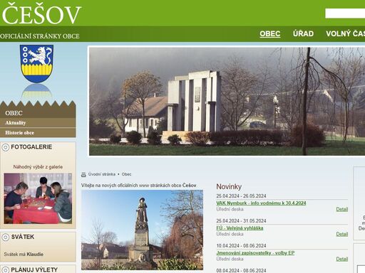oficiální stránky obce češov