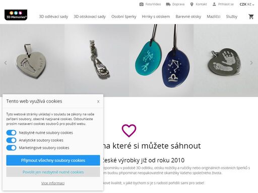 originální 3d odlévací sady pro 3d odlitek nožiček a ručiček. stříbrné osobní šperky z otisku nožičky nebo 3d odlitku. otisk nožiček nebo ručiček. hrnky s vlastním otiskem. nakupte přímo od českého výrobce.