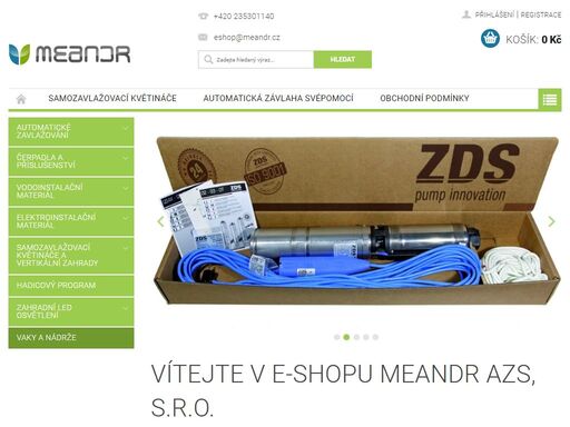 vítejte v e-shopu meandr azs, s.r.o.. maloobchodní nákup objednejte bez registrace.
velkoobchodní objednávky naopak můžeme zpracovat pouze po námi potvrzené registraci.
 
 