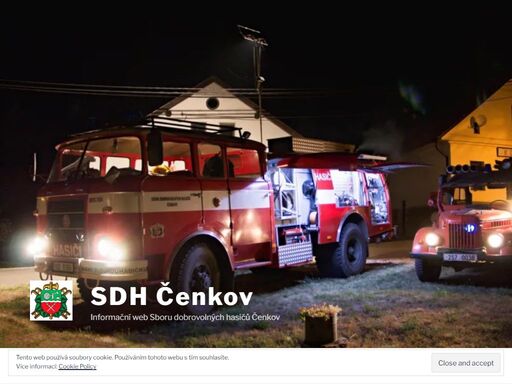 informační web sboru dobrovolných hasičů čenkov