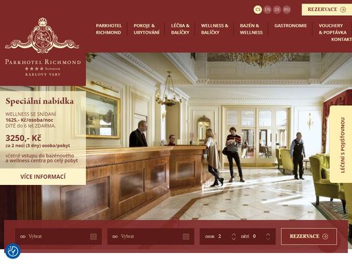 nezapomenutelná atmosféra karlových varů a jedinečné ubytování v neoklasicistní budově na okraji lázní, to je parkhotel richmond v karlových varech.