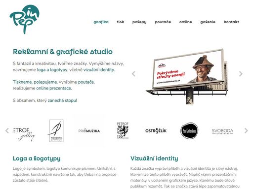 s fantazií a kreativitou, tvoříme značky. vymýšlíme názvy, navrhujeme loga a logotypy, včetně vizuální identity. tiskneme, polepujeme, vyrábíme poutače, realizujeme online prezentace. s obsahem, který zanechá stopu! pep-in