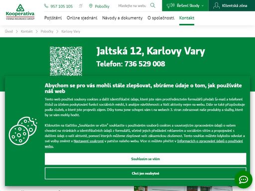 pojišťovna kooperativa - karlovy vary, jaltská 12, tel.: 736 529 008, e-mail: jjirglova@koop.cz, jana jirglová - odpovědný vedoucí