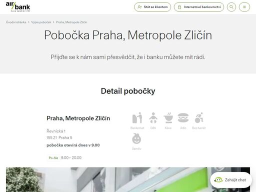 na pobočce se nachází zvenku vkladomat dostupný dle otevírací doby oc.pobočku najdete v obchodním