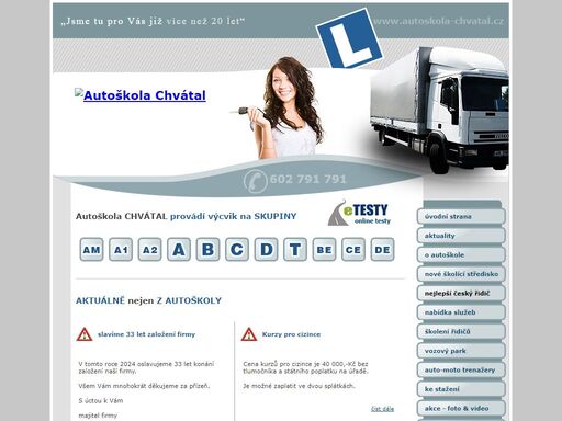 autoškola chvátal - kadaň - chomutov - výuka skupin a, b, c, t, e, d, - profesní školení řidičů