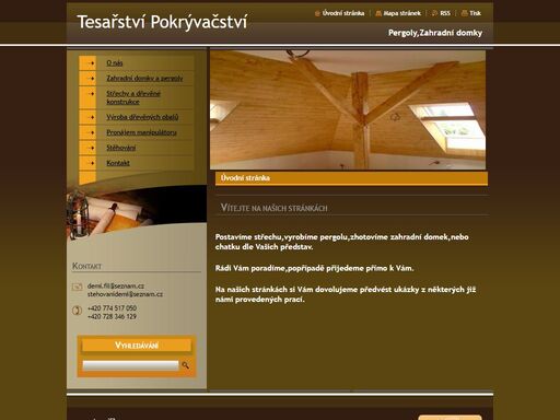 tesařství,pokrývačství,zahradní domky,pergoly,pronájem teleskopického manipulátoru merlo,stěhování