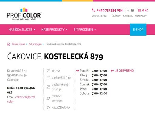 společnost profi color provozuje síť prodejen barev, laků, omítkovin a malířského vybavení v české republice.