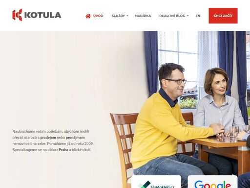 realitní kancelář pro lokalitu praha a blízké okolí. nasloucháme vašim potřebám, abychom mohli převzít starosti s prodejem nemovitosti na sebe. pomáháme již od roku 2009.