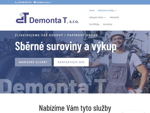sběrné suroviny demonta t, s.r.o. nabízí výkup kovového odpadu, železa, barevných kovů, papíru atd. najdete nás v ostravě, českém těšíně, dětmarovicích, havířově, kněževsi, jablunkově, havířově, kladn