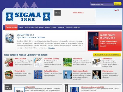čerpadla pro dům a zahradu a průmyslová čerpadla vyrábí a dodává sigma 1868 s.r.o. - sigma 1868 spol. s r.o.