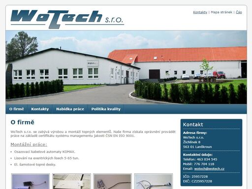wotech s.r.o. se zabývá výrobou a montáží topných elementů.