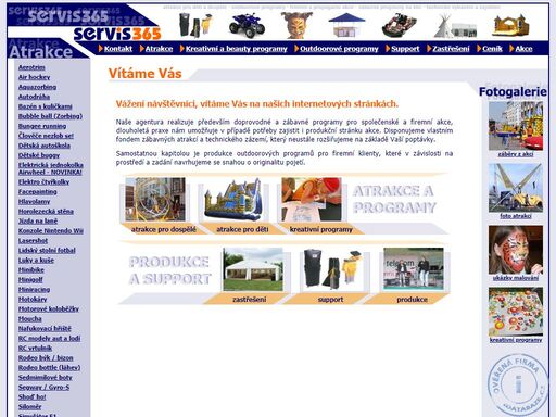 zábavné programy na klíč, firemní akce a outdoorové programy, zábavné atrakce: nafukovací hrady, horolezecká stěna, rodeo bizon, sedmimílové boty, trikke, aerotrim; kreativní a beauty programy, promo a party stany