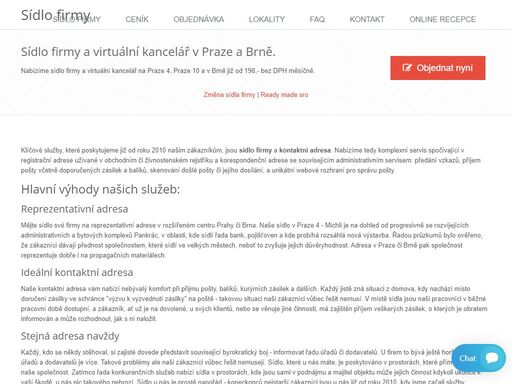 chcete sídlo společnosti nebo virtuální kancelář? sidlo-firmy.cz nabízí sídlo firmy v praze a v brně za 198,- kč měsíčně!
