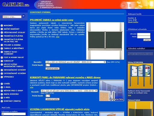 velkoobchod s projekčními plátny, bílými tabulemi, projekční technikou a didaktickými pomůckami