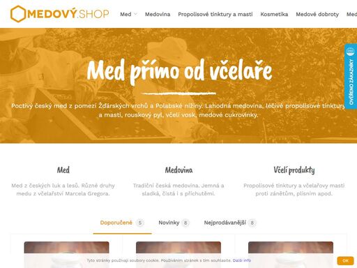 prodej medu, medoviny a dalších včelích produktů. 100% přírodní český med přímo od včelaře.